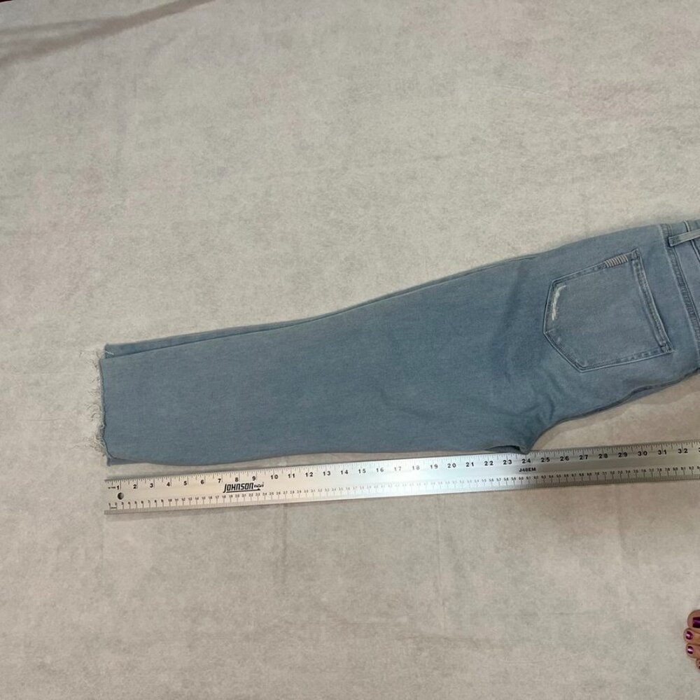 PAIGE Cindy High-Rise Straight-Leg Jeans Macaron Distressed Wash Size 32 - Picture 11 of 15